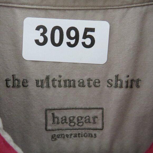 Haggar* Men's Long Sleeve Button Down Curved Hem Single Pocket Shirt~ Size Large - Picture 3 of 10